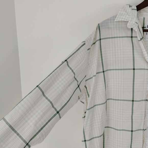 Frank & Eileen Shirley Shirt Size Small Green White Checks Oversized Cotton - Picture 8 of 9